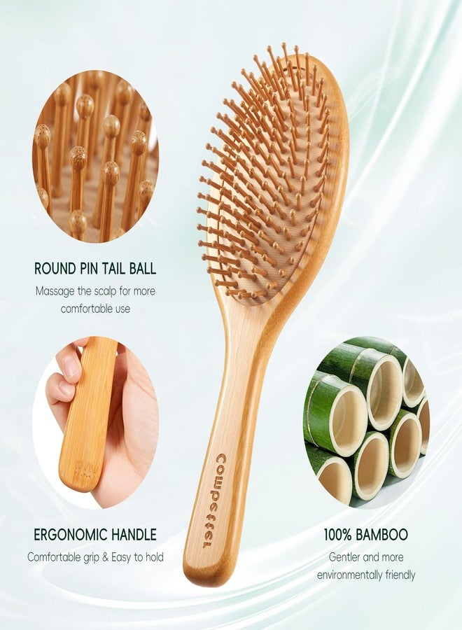 Combetter Bamboo Hair Brush and Comb Set, Massage Scalp Detangling Hairbrush for Hair Growth, Bakelite Durable Anti Static Wide-Tooth Comb & Rat Tail Comb for Women, Men, Kid - Image 3